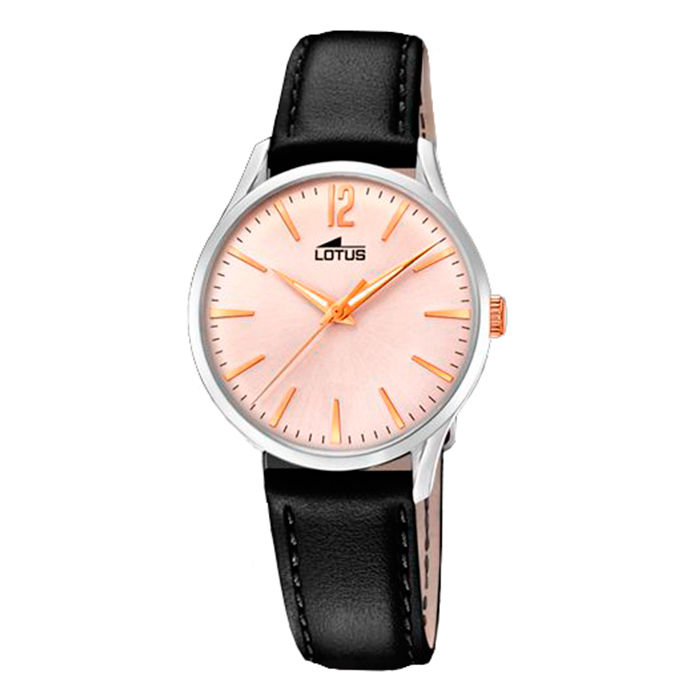 Reloj Mujer LOTUS EXCELLENT Acero Plateado Esfera Burdeos Rosé Crono